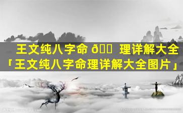 王文纯八字命 🐠 理详解大全「王文纯八字命理详解大全图片」